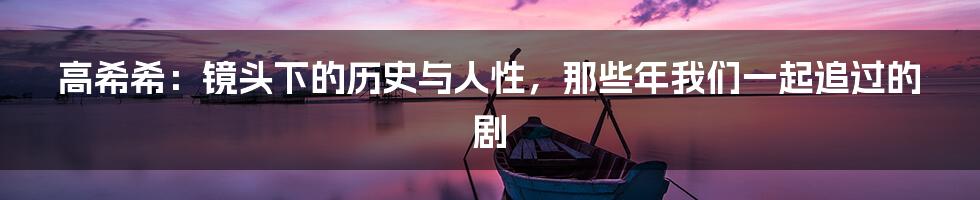 高希希:镜头下的历史与人性,那些年我们一起追过的剧
