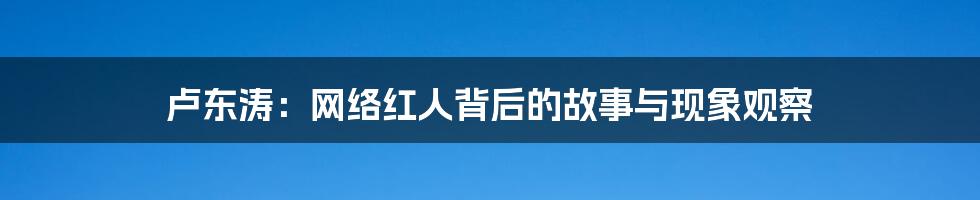 卢东涛：网络红人背后的故事与现象观察