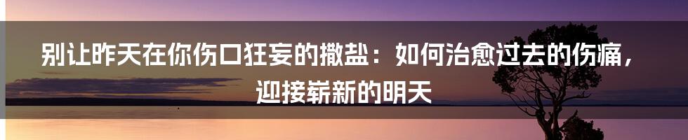 别让昨天在你伤口狂妄的撒盐：如何治愈过去的伤痛，迎接崭新的明天