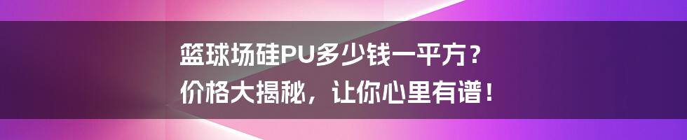 篮球场硅PU多少钱一平方? 价格大揭秘,让你心里有谱!