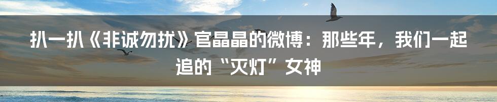 扒一扒《非诚勿扰》官晶晶的微博：那些年，我们一起追的“灭灯”女神