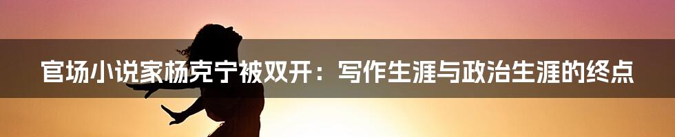 官场小说家杨克宁被双开:写作生涯与政治生涯的终点