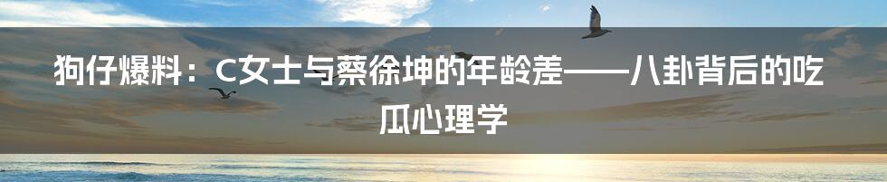 狗仔爆料：C女士与蔡徐坤的年龄差——八卦背后的吃瓜心理学