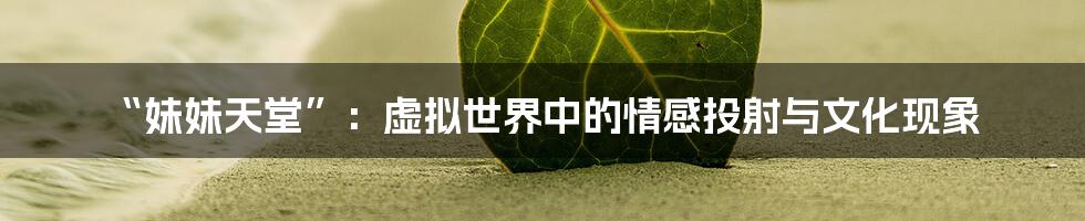 “妹妹天堂”:虚拟世界中的情感投射与文化现象