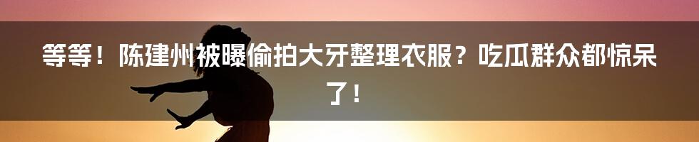 等等！陈建州被曝偷拍大牙整理衣服？吃瓜群众都惊呆了！