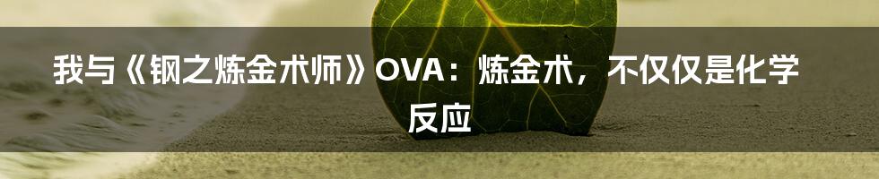 我与《钢之炼金术师》OVA:炼金术,不仅仅是化学反应