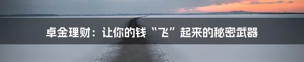 卓金理财:让你的钱“飞”起来的秘密武器