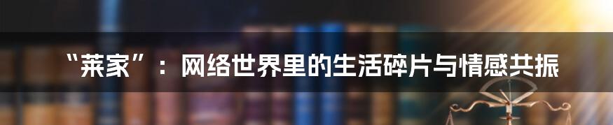 “莱家”：网络世界里的生活碎片与情感共振