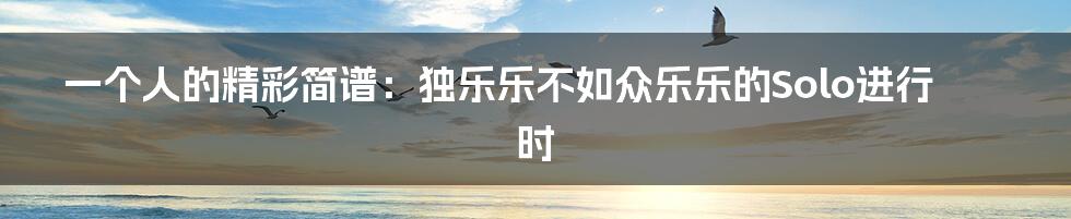 一个人的精彩简谱：独乐乐不如众乐乐的Solo进行时