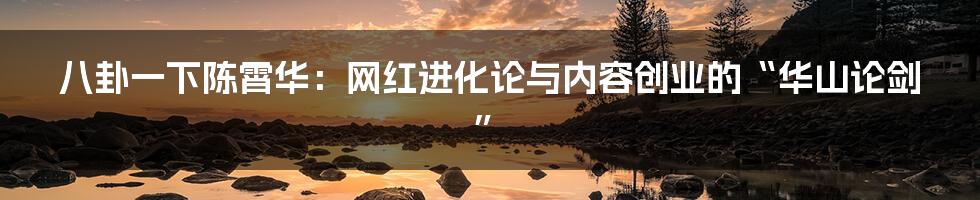八卦一下陈霄华:网红进化论与内容创业的“华山论剑”