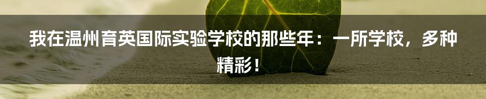 我在温州育英国际实验学校的那些年:一所学校,多种精彩!