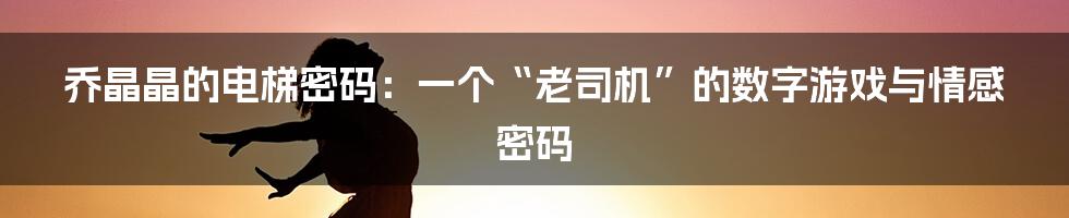 乔晶晶的电梯密码：一个“老司机”的数字游戏与情感密码