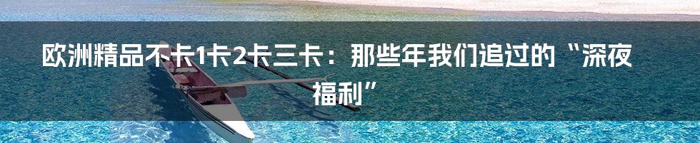 欧洲精品不卡1卡2卡三卡:那些年我们追过的“深夜福利”
