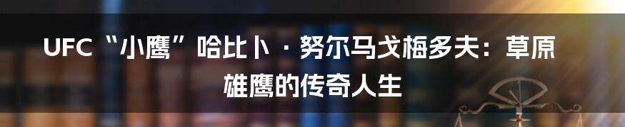 UFC“小鹰”哈比卜·努尔马戈梅多夫：草原雄鹰的传奇人生