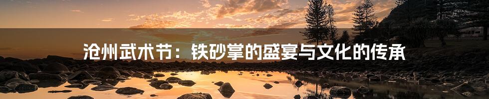 沧州武术节：铁砂掌的盛宴与文化的传承