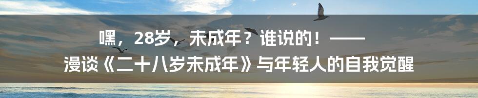 嘿，28岁，未成年？谁说的！—— 漫谈《二十八岁未成年》与年轻人的自我觉醒