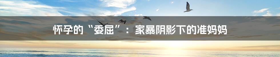 怀孕的“委屈”:家暴阴影下的准妈妈