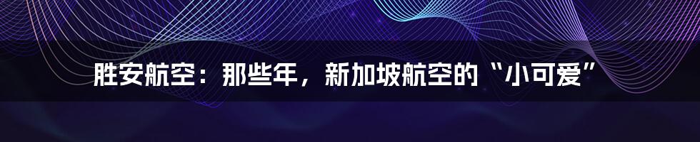 胜安航空:那些年,新加坡航空的“小可爱”