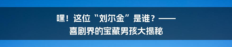 嘿!这位“刘尔金”是谁?—— 喜剧界的宝藏男孩大揭秘