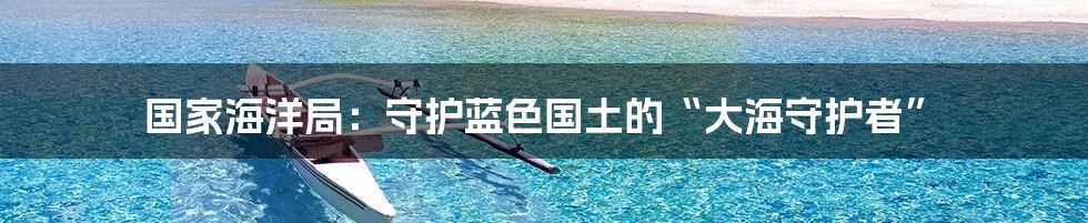国家海洋局：守护蓝色国土的“大海守护者”