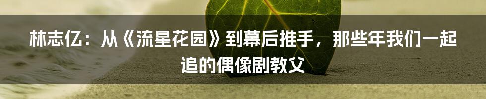 林志亿:从《流星花园》到幕后推手,那些年我们一起追的偶像剧教父