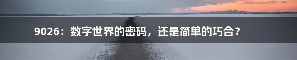 9026:数字世界的密码,还是简单的巧合?