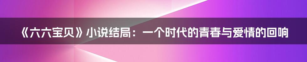 《六六宝贝》小说结局:一个时代的青春与爱情的回响