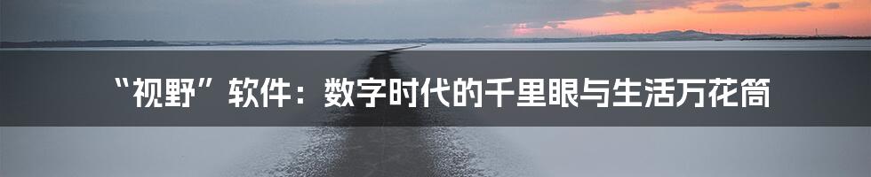 “视野”软件:数字时代的千里眼与生活万花筒