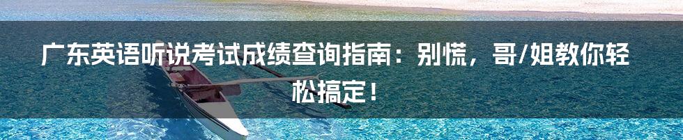 广东英语听说考试成绩查询指南:别慌,哥/姐教你轻松搞定!