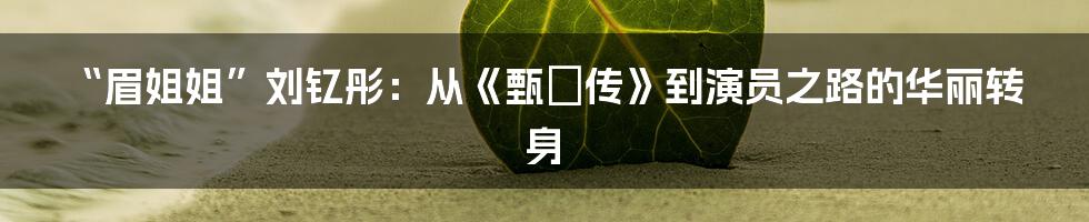 “眉姐姐”刘钇彤：从《甄嬛传》到演员之路的华丽转身