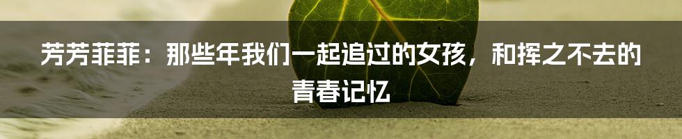 芳芳菲菲：那些年我们一起追过的女孩，和挥之不去的青春记忆