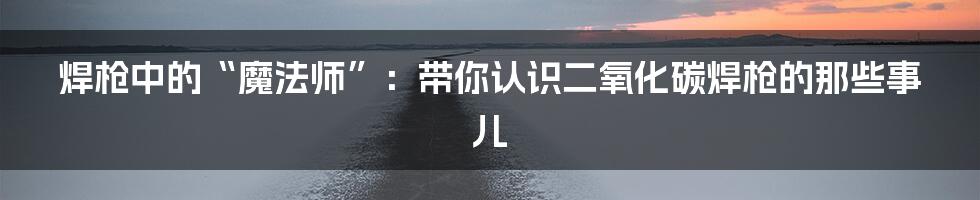 焊枪中的“魔法师”：带你认识二氧化碳焊枪的那些事儿