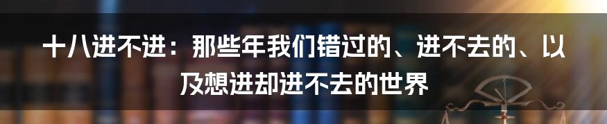 十八进不进：那些年我们错过的、进不去的、以及想进却进不去的世界