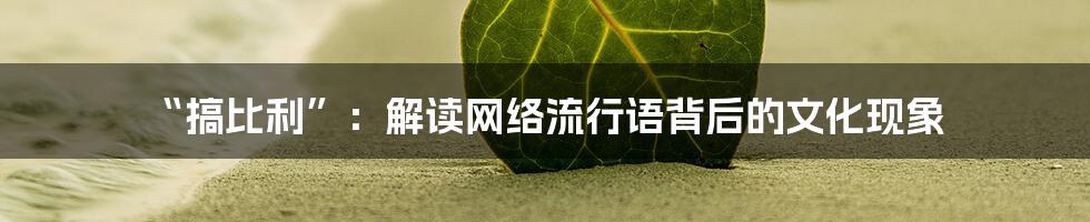 “搞比利”：解读网络流行语背后的文化现象