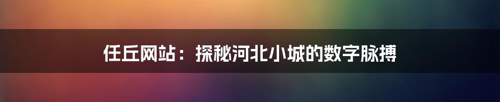 任丘网站:探秘河北小城的数字脉搏