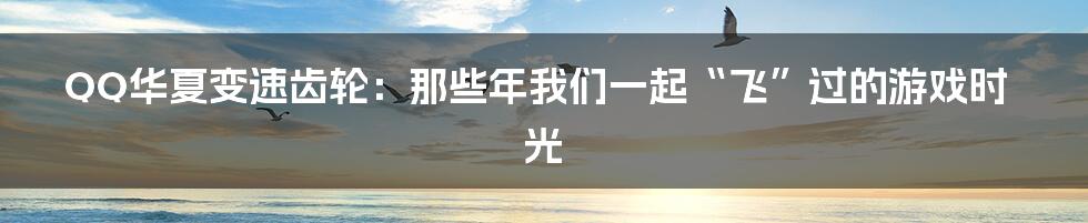QQ华夏变速齿轮:那些年我们一起“飞”过的游戏时光