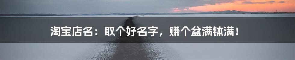 淘宝店名:取个好名字,赚个盆满钵满!