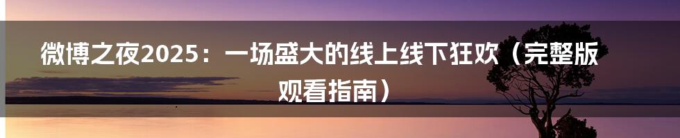 微博之夜2025：一场盛大的线上线下狂欢（完整版观看指南）
