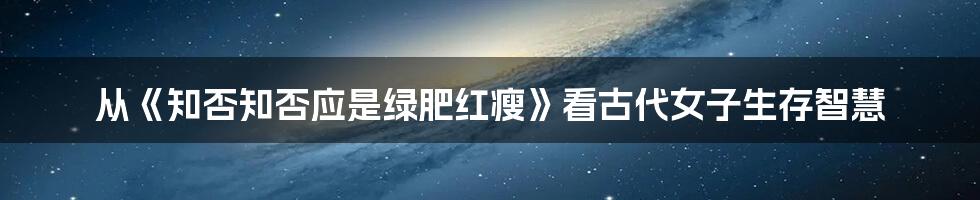 从《知否知否应是绿肥红瘦》看古代女子生存智慧