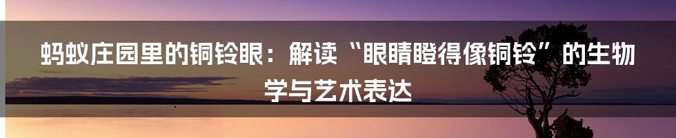 蚂蚁庄园里的铜铃眼：解读“眼睛瞪得像铜铃”的生物学与艺术表达