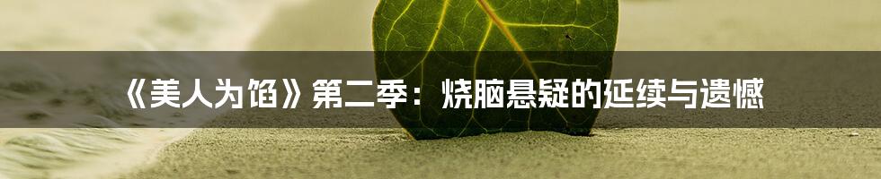 《美人为馅》第二季:烧脑悬疑的延续与遗憾