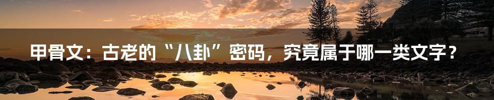 甲骨文:古老的“八卦”密码,究竟属于哪一类文字?