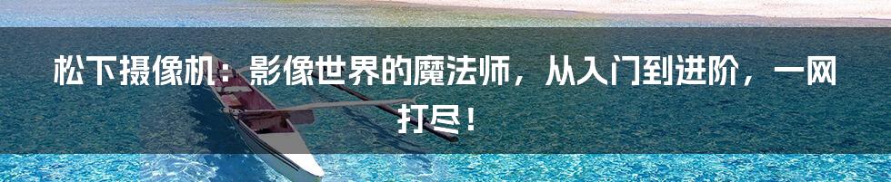 松下摄像机:影像世界的魔法师,从入门到进阶,一网打尽!