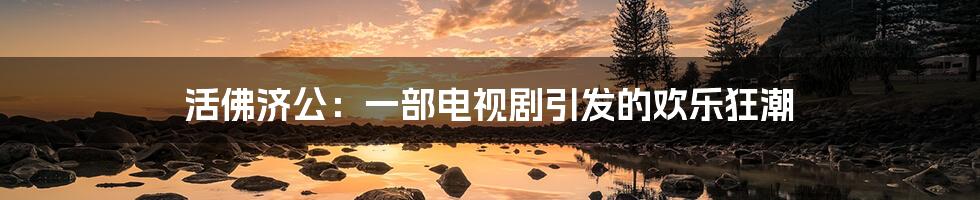 活佛济公：一部电视剧引发的欢乐狂潮