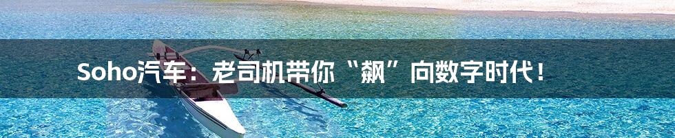 Soho汽车:老司机带你“飙”向数字时代!