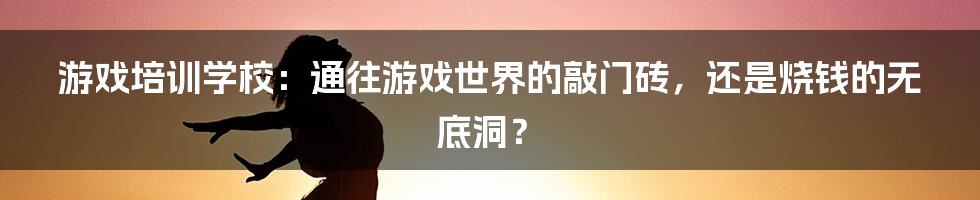 游戏培训学校：通往游戏世界的敲门砖，还是烧钱的无底洞？