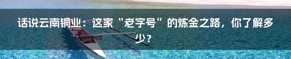 话说云南铜业：这家“老字号”的炼金之路，你了解多少？