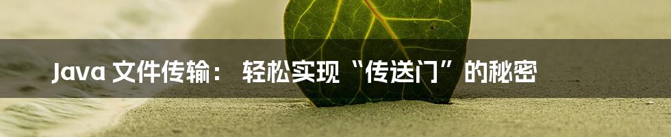 Java 文件传输: 轻松实现“传送门”的秘密