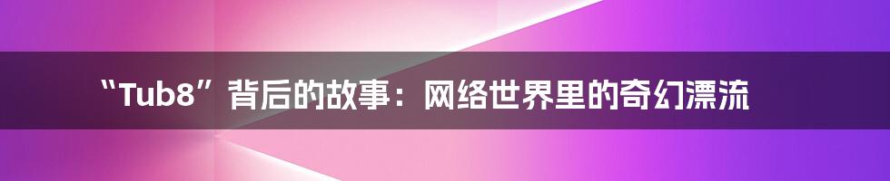 “Tub8”背后的故事:网络世界里的奇幻漂流