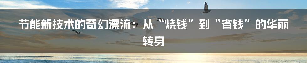 节能新技术的奇幻漂流：从“烧钱”到“省钱”的华丽转身